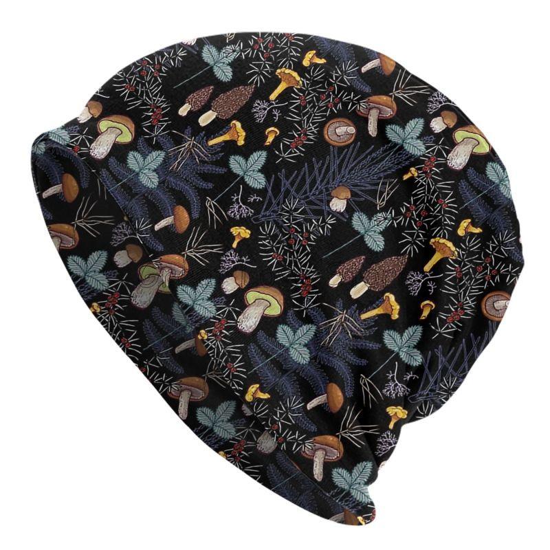 

Dark Wild Forest Mushrooms Skull Beanie Hat Autumn Winter Adults Warm Bonnet Cap Unisex Knit Hats Headwear Skullies Beanies