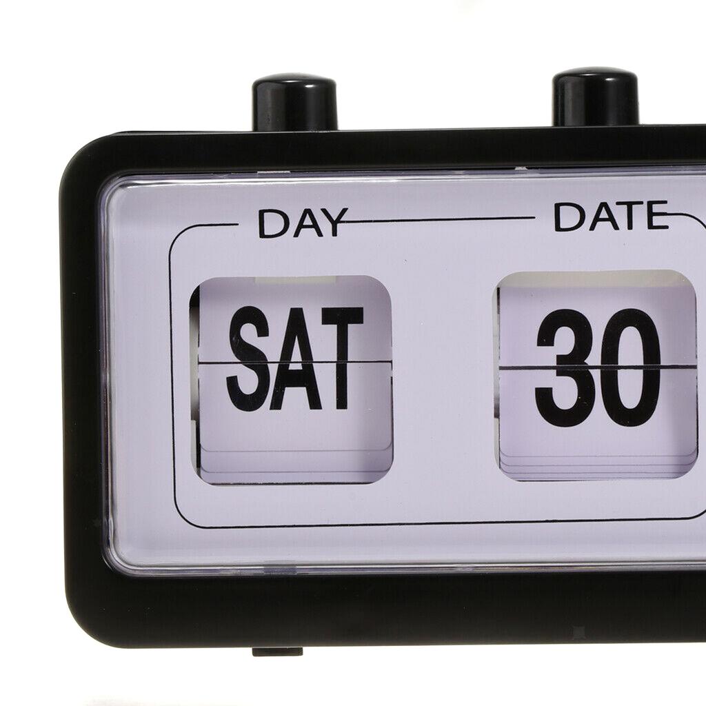 Retro Calendar Flip Clock Bedside Square Clock with 3 Press Button Household Household with 3 Press Button Clock