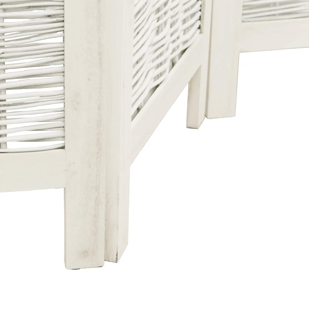 4 Piece Room Divider White Solid Paulownia Wood