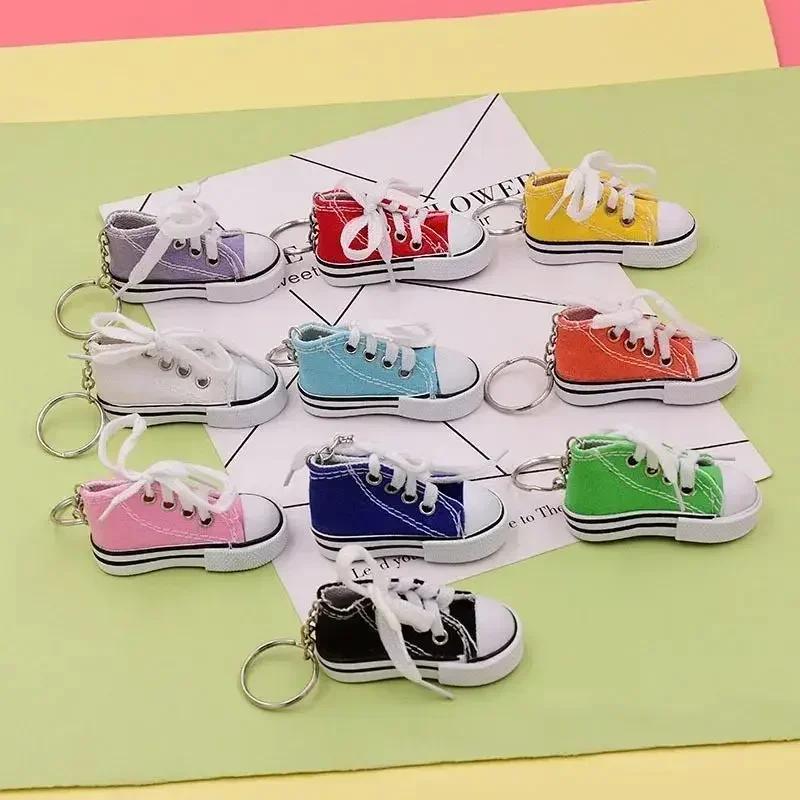 New Creative 3D Canvas Sneaker Tennis Shoe Keychain Cute Mini Sport Shoes Pendant Keyrings Car Simulation Trinket Bag Key Holder