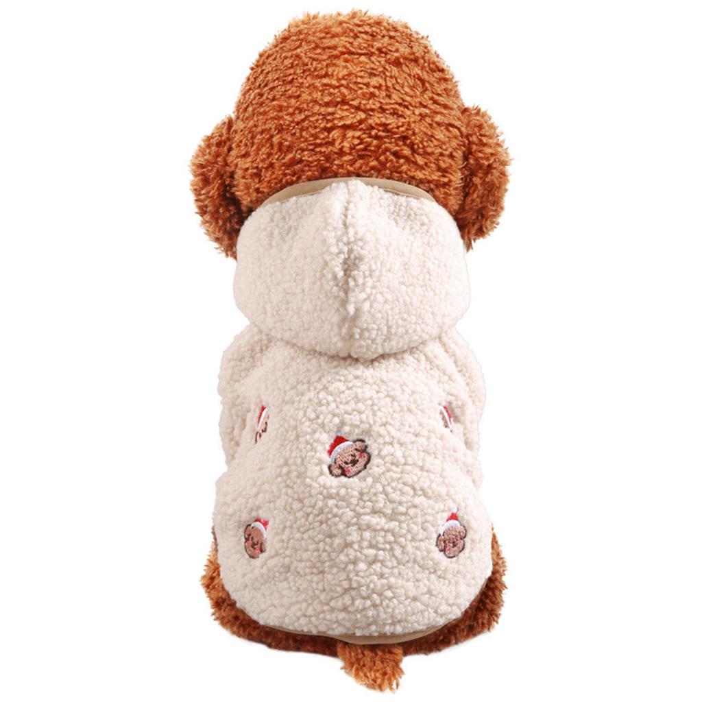Pet Dog Clothing Winter Warm Two Feet Wearing Hoodie Embroidery Bear Embroidery Pattern Lamb Pet Clothes for Medium Dogs Girl