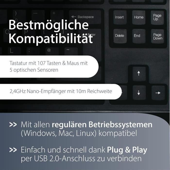 Clavier/souris sans fil - media range - mros104uk - qwerty - noir - sans encombrement