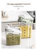 Transparent Portable Sealed Container with Measuring Cup for Grain, Cereal, Rice, Cat Food - Moisture & Insect Proof Kitchen Storage.