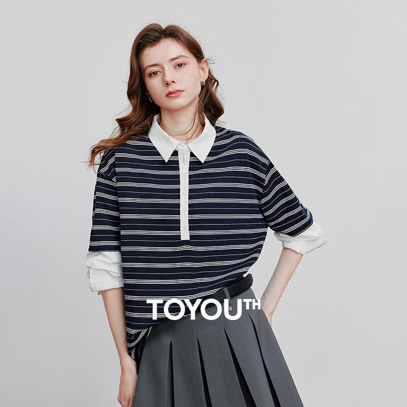 

Женский свитшот в полоску с воротником поло M