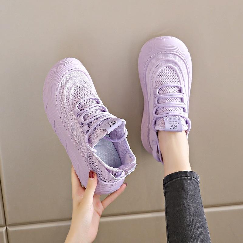 Flying Woven Sneakers Women's 2025 Summer Internet Celebrity Explosion One Pedal Casual Breathable Mesh Running Shoes