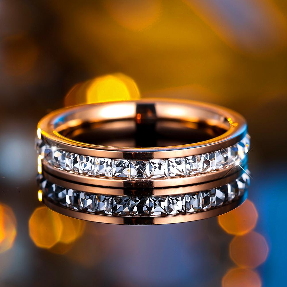 Luxus Damen Kristall Zirkon Stein Verlobungsring Vintage Silber Farbe Hochzeit Für Damen