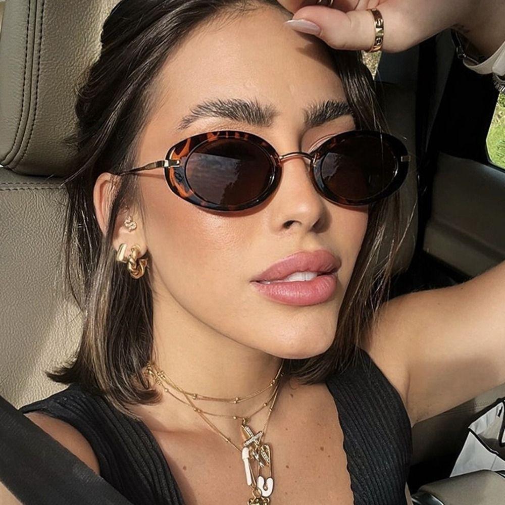Retro Oval Sunglasses Trendy Fashion Summer Shades Stylish Small Frame Sunglasses  for Women & Men