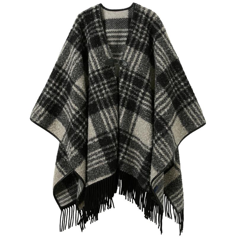 Women's Plaid Tassel Cape Coat