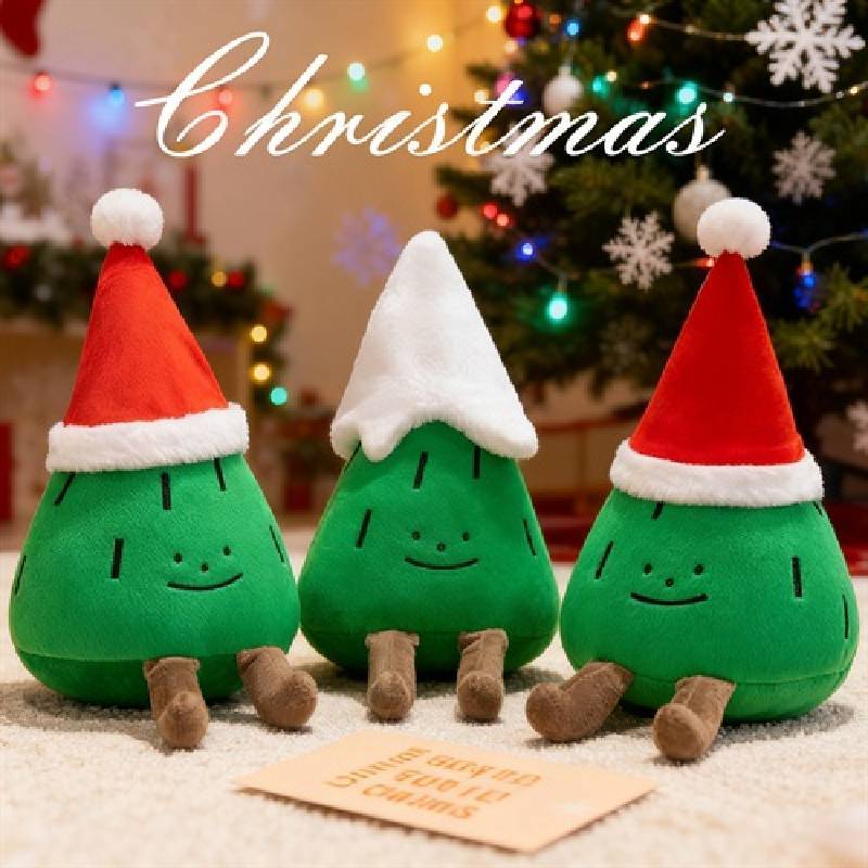 Christmas Themed Pine Tree Plush Toys Short Hair Material Children Playroom Doll