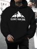New Summer 2026 unisex European and American Casual Versatile Style Fashionable unisex Hooded Sweatshirt with  Mountain Peak Pattern and "ELEVATE YOUR