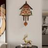 Wooden Cuckoo Clock Multi-Colored Decor,Modern House-Shaped Wall Clock for Home & Office - Battery Powered,Auto-Chime 7:00-21:00