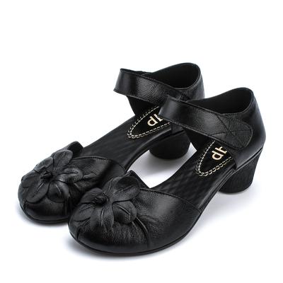 Summer Women Shoes Genuine Leather Women Pumps Handmade Comfortable Vintage Style High Heels Sandals