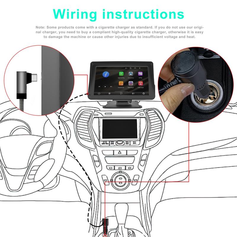 Portable Wireless Carplay Screen 7 Inch Car Radio With Android Auto Car Multimedia Player With Bluetooth