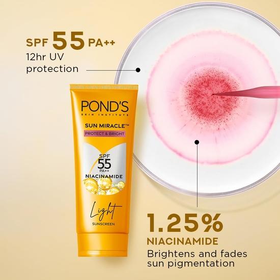 POND's Serum Boost Sunscreen For All Skin Types Prevent And Fade Dark Patches With The Power Of Spf 55 And Niacinamide-C Serum 100G, Pack Of 1