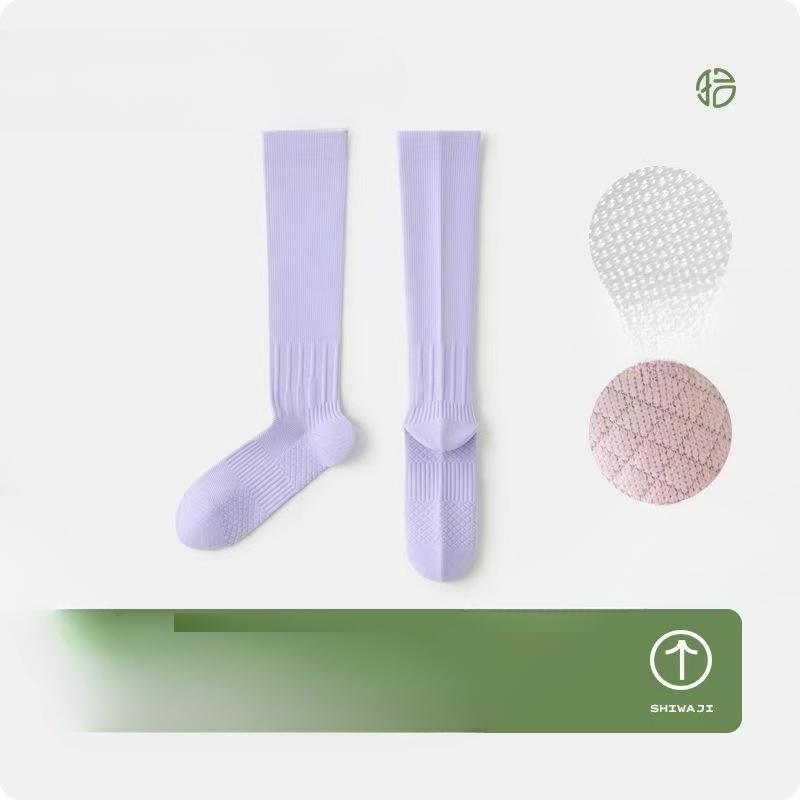 

Женские весенне-летние профессиональные спортивные фитнес-носки для йоги и бега, компрессионные носки до икр для стройности ног 1 pair фиолетовый