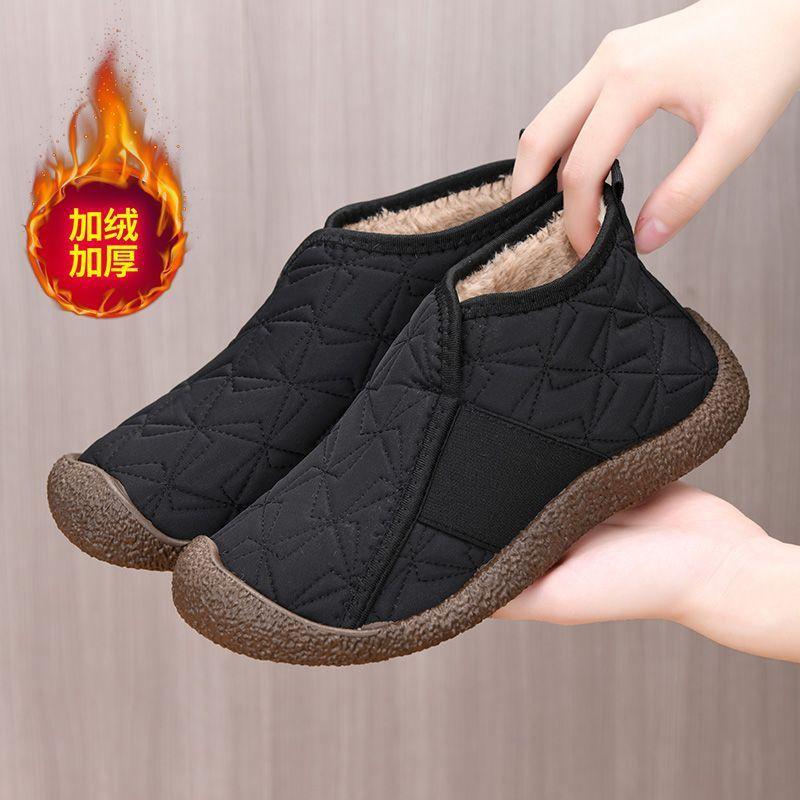 Foreign trade 2025 new snow cotton women's fashion velvet thickened casual warm flat bottom high top cotton shoes women