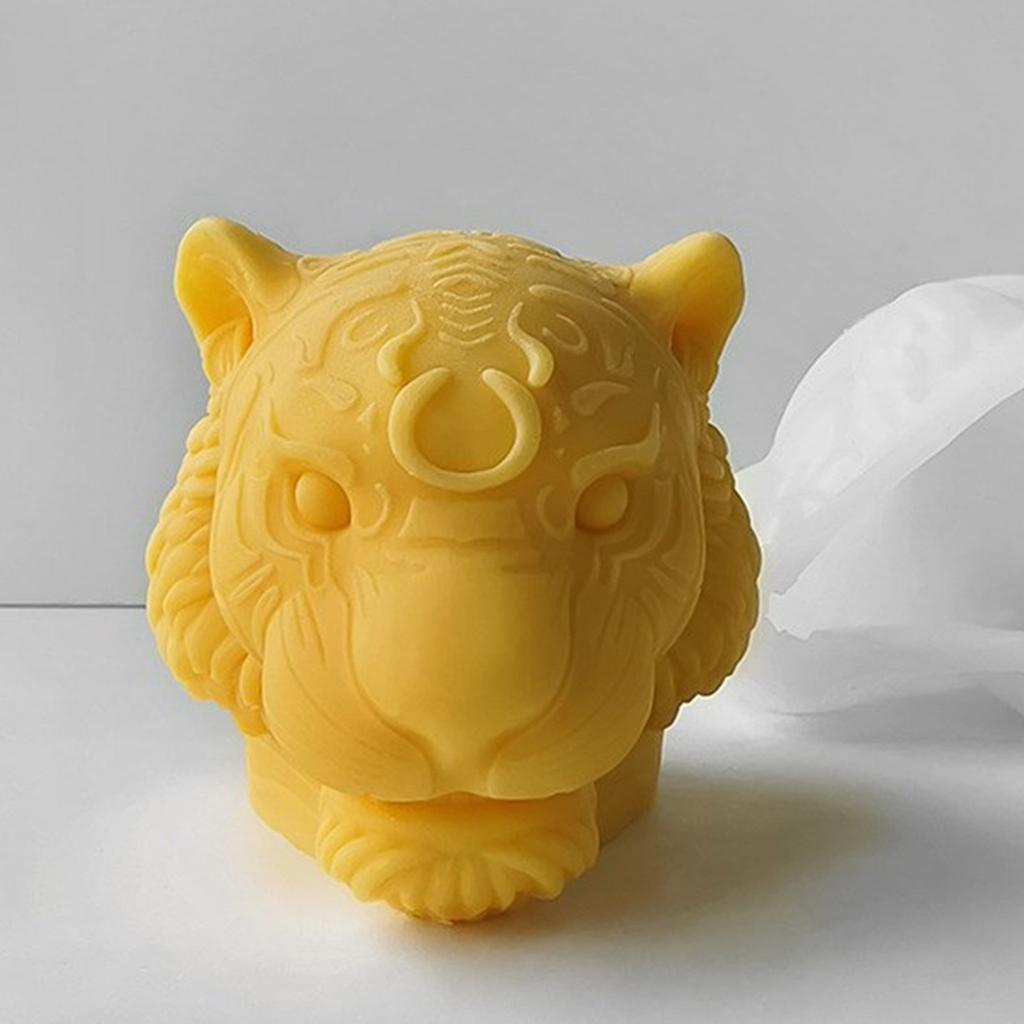 3D Tigers Head Candle Molds Halloween Silicone Molds Scented Candle Resin Castings Molds for Home Decorations DIYs Craft
