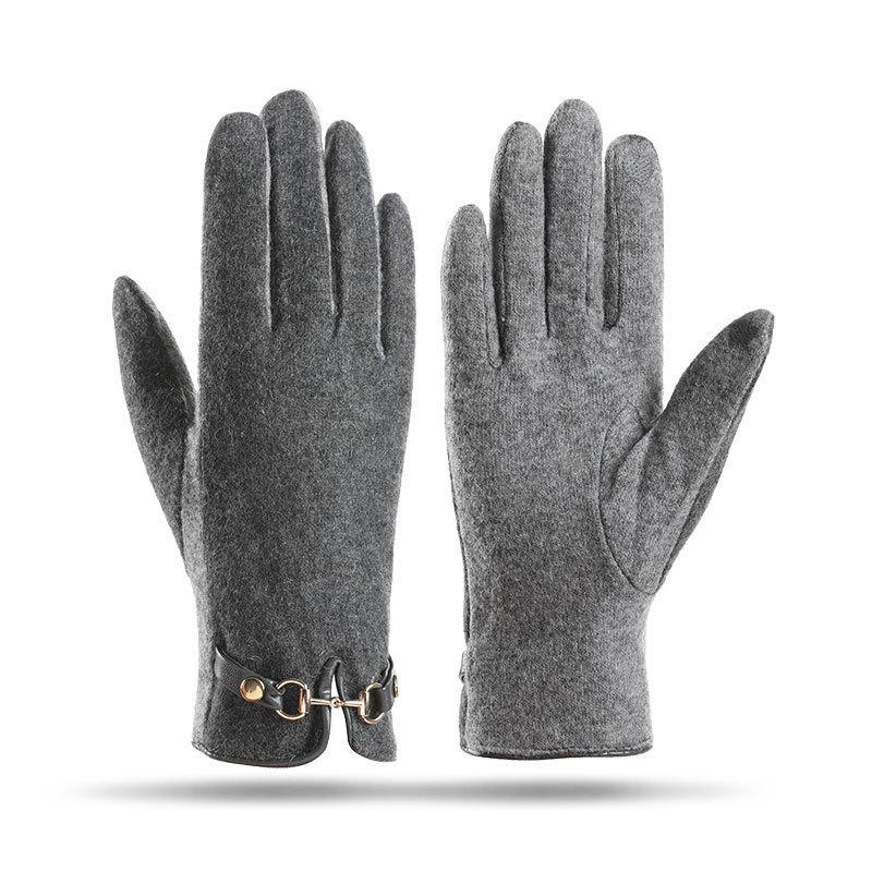Cashmere Thermal Gloves for Women's Autumn and Winter Touch Screen Sub-fingers Korean Version of Fashion