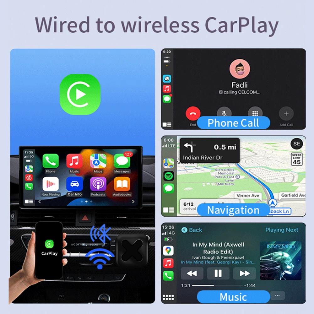 5.8Ghz 2 IN 1 Wired to Wireless CarPlay Android Auto Adapter Smart Mini Box Plug & Play For VW Toyota Nissan Honda Ford Benz