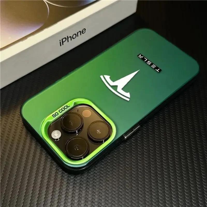 Adesivo per Auto Tesla Sportivo Super Cool Logo Tesla Custodia per Telefono per iPhone 16 Pro 11 12 Mini 13 14 Pro 15 Pro Max 7 8 Plus XR XS M