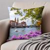 1PCS Classical LLake Zurich Cushion Cover Pillowcase Antidustmite Invisible Zipper Short Plush Sofa Cushion