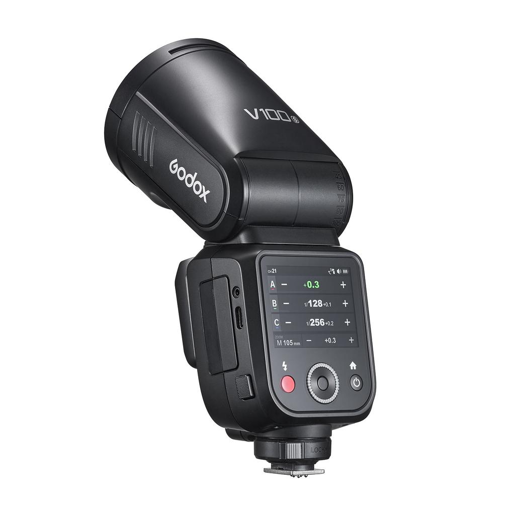Godox V100 2.4G Wireless Camera Flash Round Head On Camera Flash TTL Speedlite 100Ws Power Touch Control Screen Built