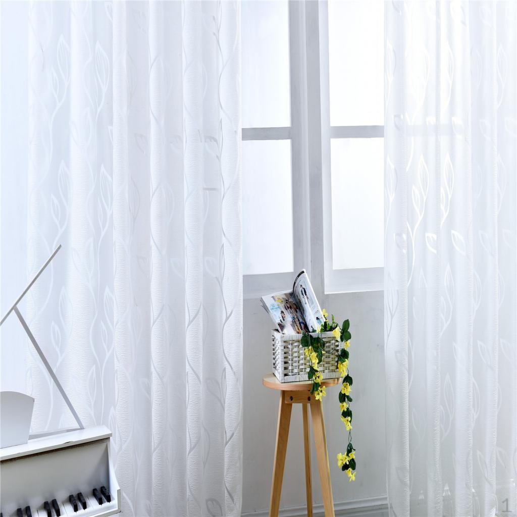 

100 * 250cm Leave Bubble Smell Voile Tulle Curtain білий
