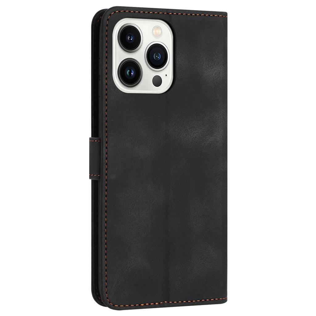 For iPhone 16 Pro Leather Case Solid Color Wallet Protective Phone Cover