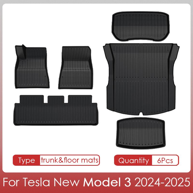 For Tesla Model 3 2024 Highland Floor Mats Cargo Liner Waterproof Anti-slip Trunk Mat TPE Pads Model 3 2025 Highland Accessories