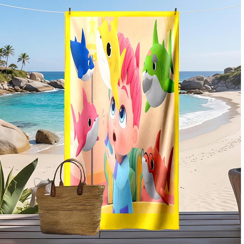 Telo da Spiaggia Stampato Cartoon bebefinn Asciugatura Rapida Asciugamano da Bagno Super Assorbente Morbido Leggero per Piscina Viaggi Estivi