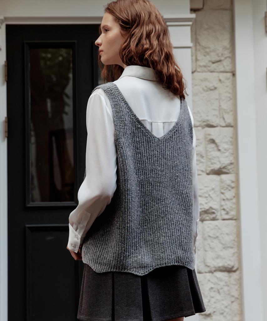ZEROSTREET Fore V-Neck Wool Vest / Gray