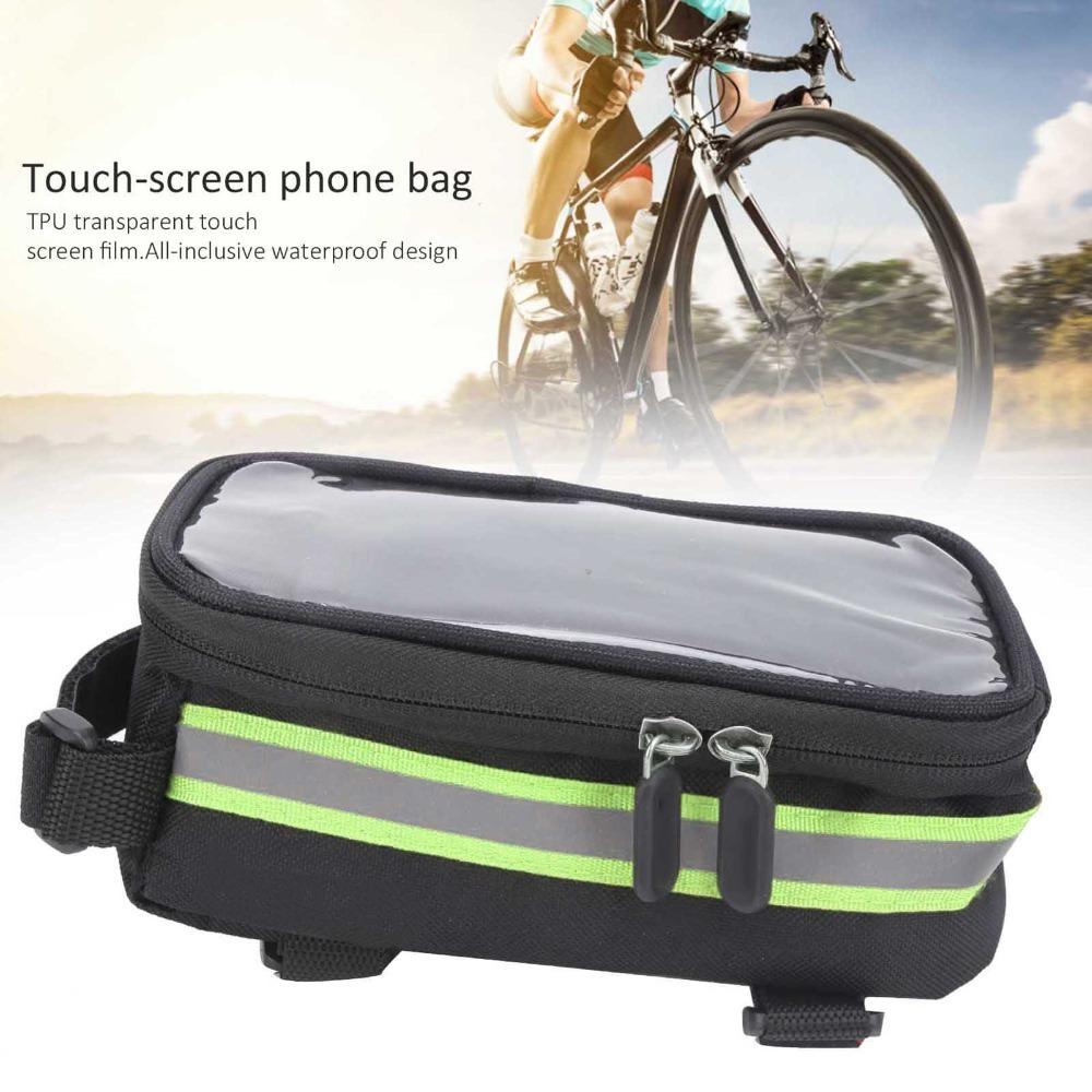 Easy Installation Bicycle Phone Bag 600D Nylon , TPU Bike Top Tube Bag  Cycling Gear Carrying