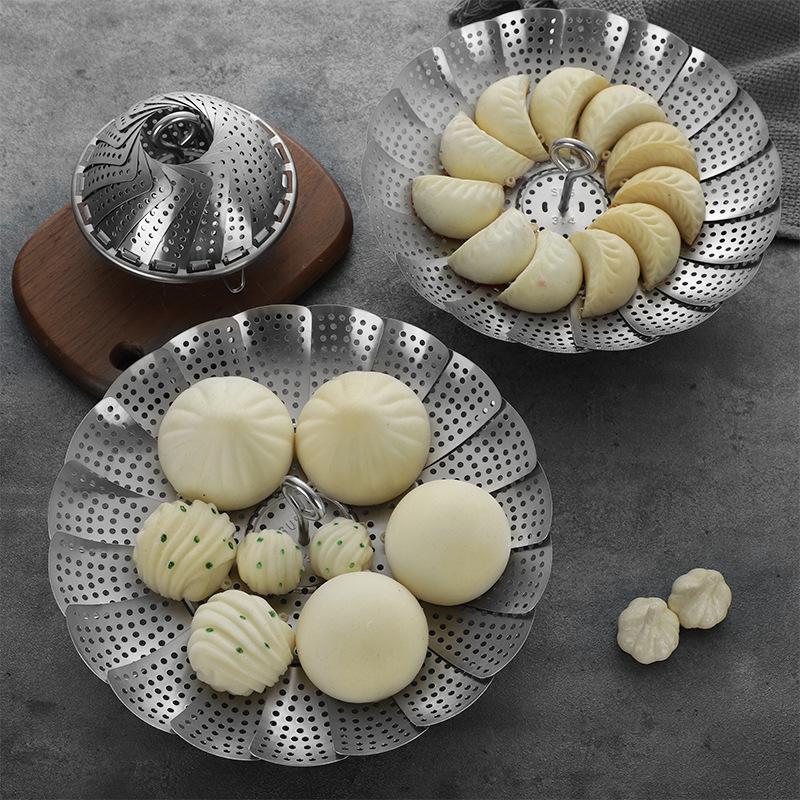 Klappbarer Dämpfeinsatz aus Edelstahl 304 - Platzsparend, Multifunktional, Teleskop-Dampfgarer und Abtropfkorb.