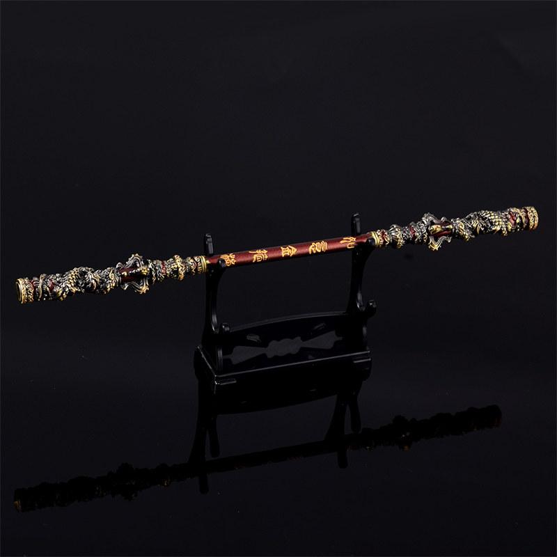 Hochwertiger schwarzer Mythos Wukong Jingu Bang Vintage-Design Legierung Monkey King Bar Metallhandwerk Ornamente Gaming-Peripheriegeräte Spielspielzeug