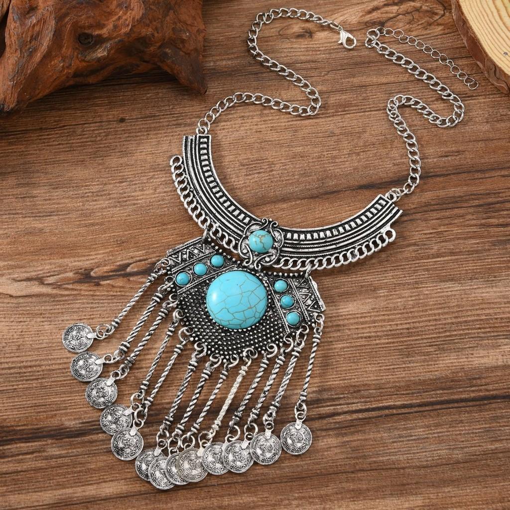 Traditional Necklace With Vintage Silver Tone And Cultural Motifs For Ethnic Style Collectors