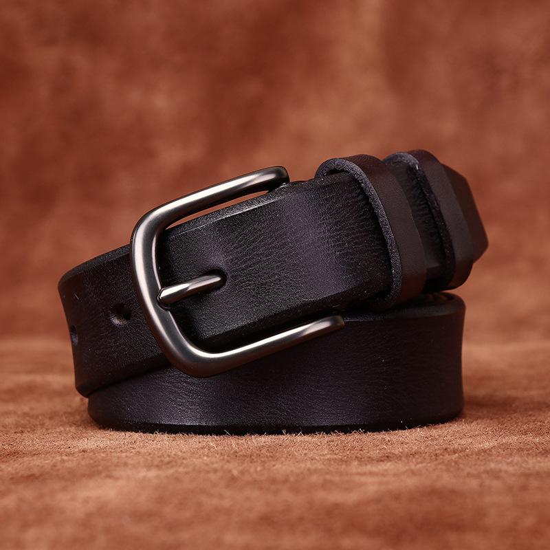 Women's Leather Belt Fashionable Retro Emboss Leather Belt Women's First Layer Cowhide Casual Pin Buckle Jeans Belt Women's