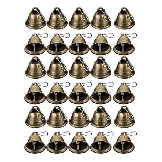 Small Bell Christmas Ornaments Vintage Brass Jingle Bells with Hook for Hanging Wind Chimes Making Home Wedding Christmas Party Decoration