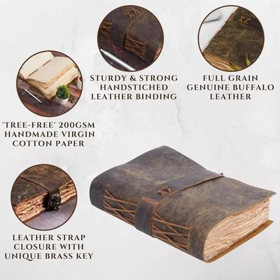 Handmade Leather Bound Vintage Journal Blank Spell Book of Shadows Antique Pages