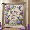 Stamped Cross Stitch Fabric Hummingbird Hydrangea Embroidery Kit Garden Faith DIY Kit Easy for Beginners with Psalm Fabric Beginner Hand Craft