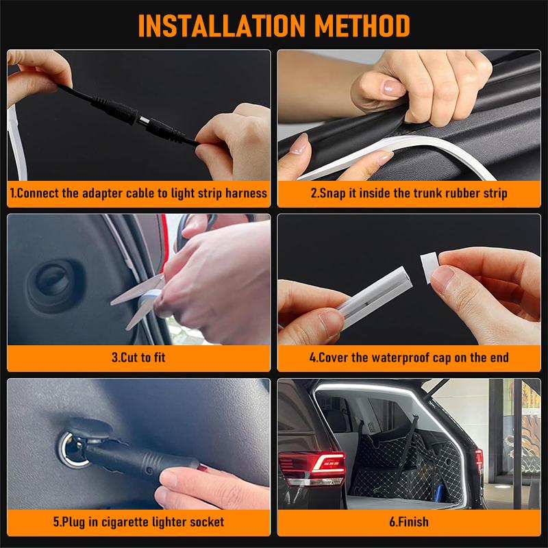 Multi-Color Car Trunk Light - Waterproof LED Atmosphere Lamp - Plug & Play via Cigarette Lighter - Interior Styling Upgrade
