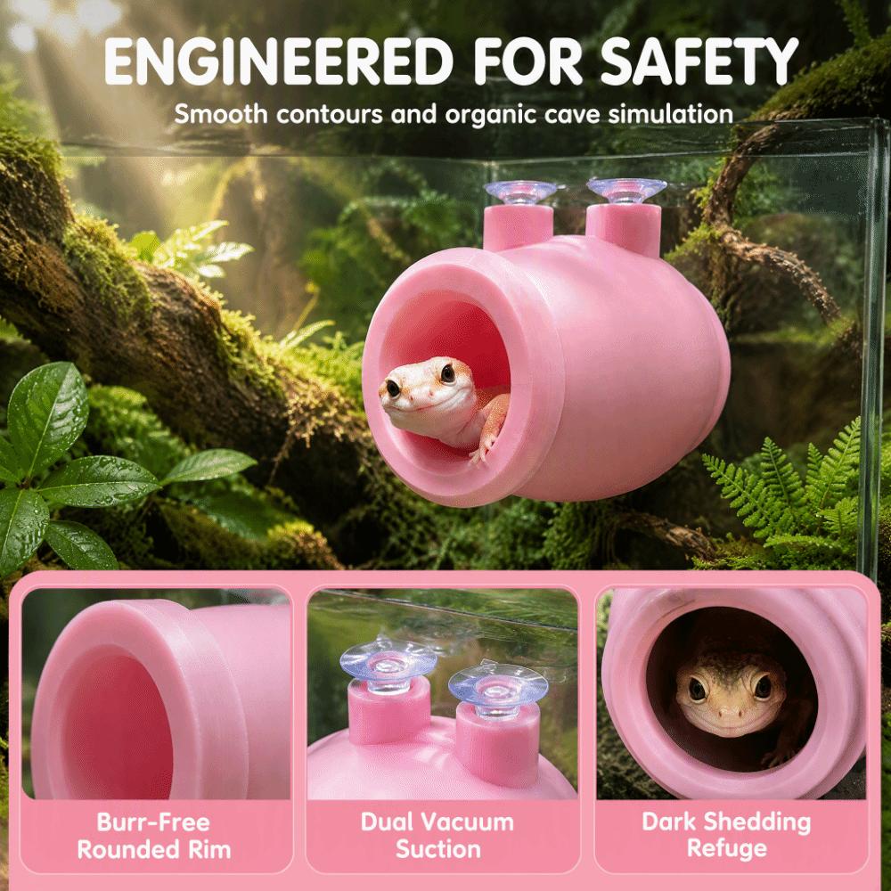 Wall Mounted Lizard Cave Shelter Suction Cup Reptile Cave Decoration  Pet Rest Nest