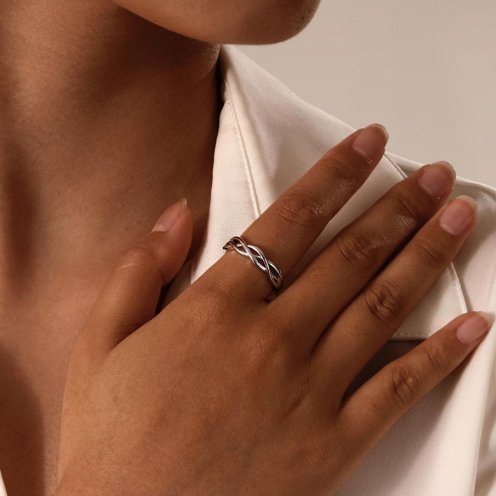 Fashion Twist Rings for Women,Silver Color Simple Stylish Girls Wedding Party Accessories,Daily Versatile Adjustable Jewelry