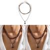 Artificial Turquoise Multilayer Collar Necklace With Geometric Pendant For Boho Women
