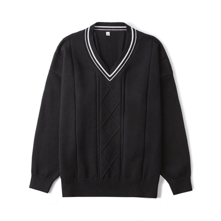 JK Unisex V-Neck Japanese Style Sweater - Women’s Long Sleeve Knit Pullover