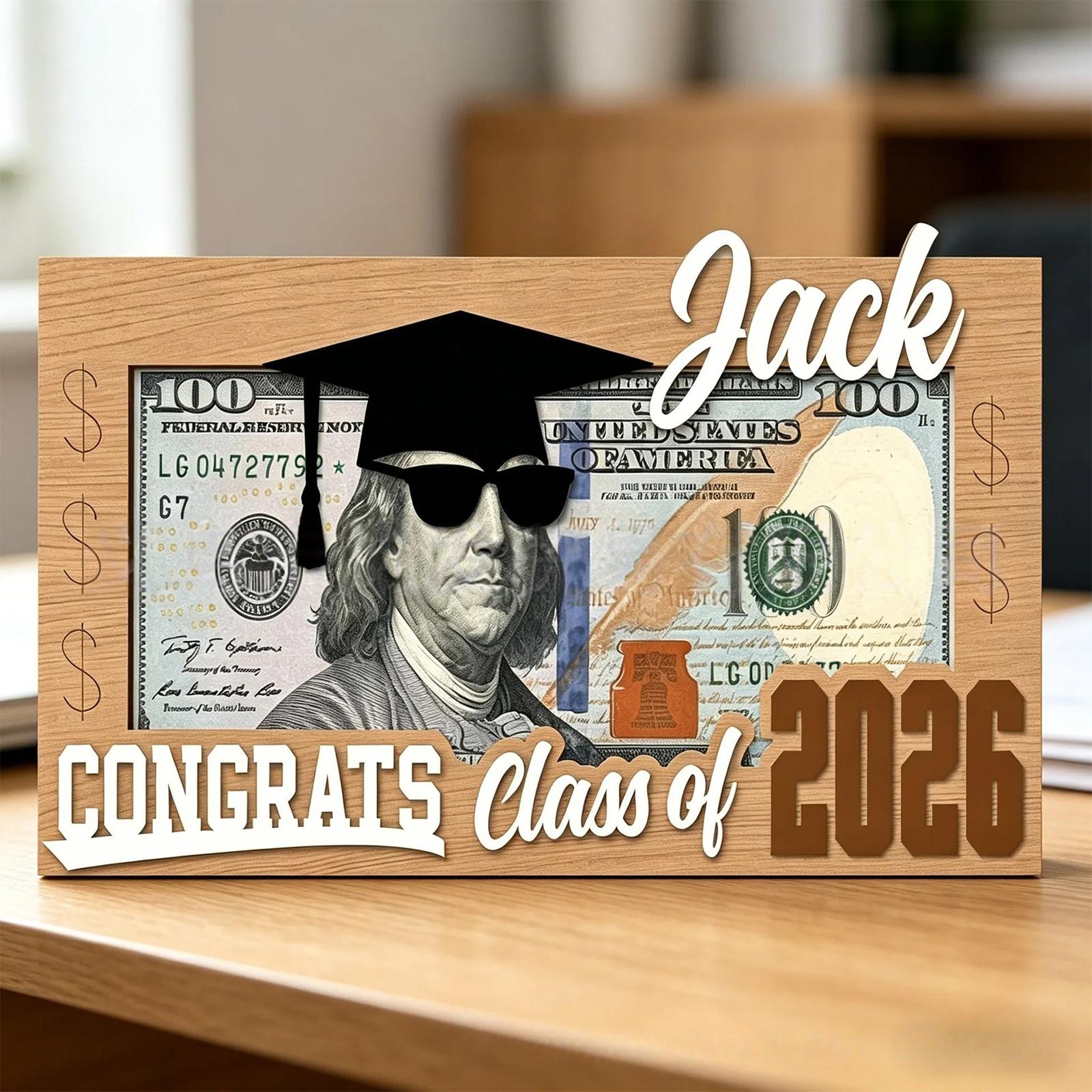 

Graduation Money Holder Reusable Wooden Money Box Multi-Purpose Funny Cash Envelope for Graduation Parties/High & College чорний