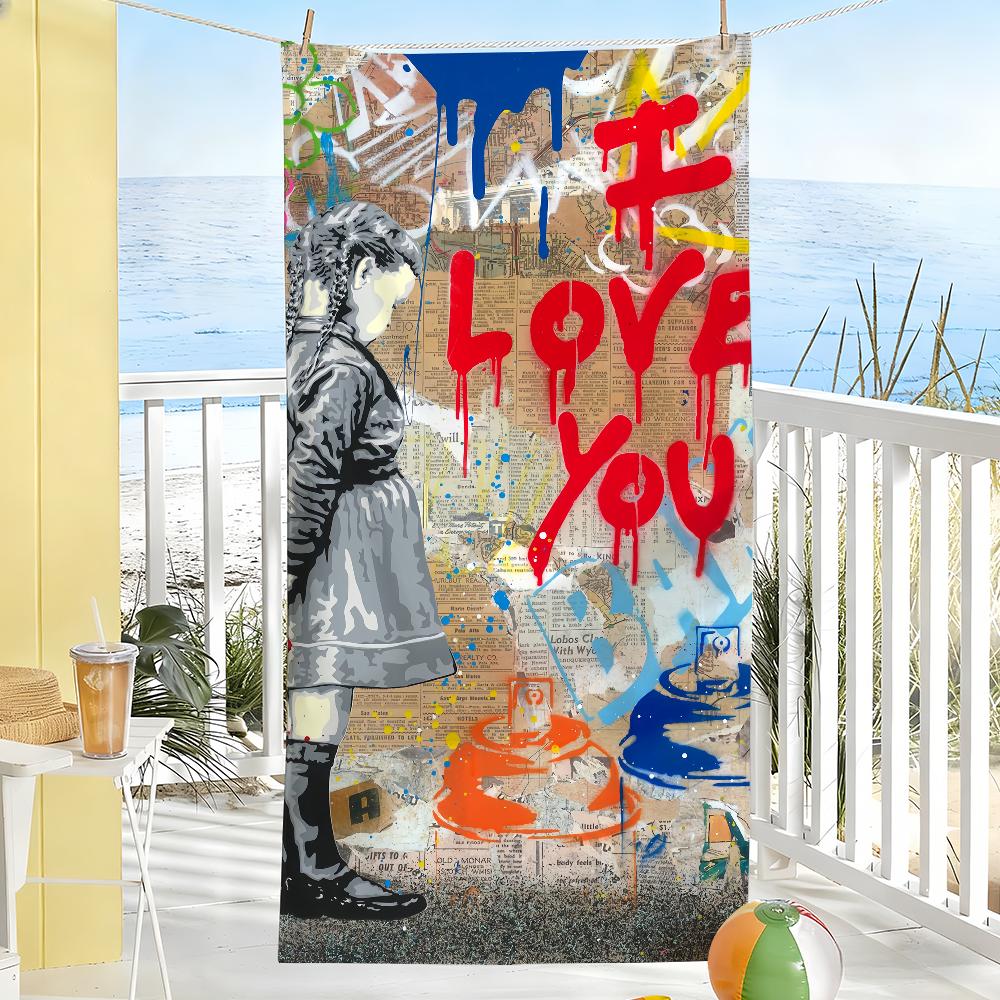 B-Banksy Graffiti Art Towel Soft Pool Gift For Travel Gym Shower Camping Quick Dry Sports Large Beach Towels
