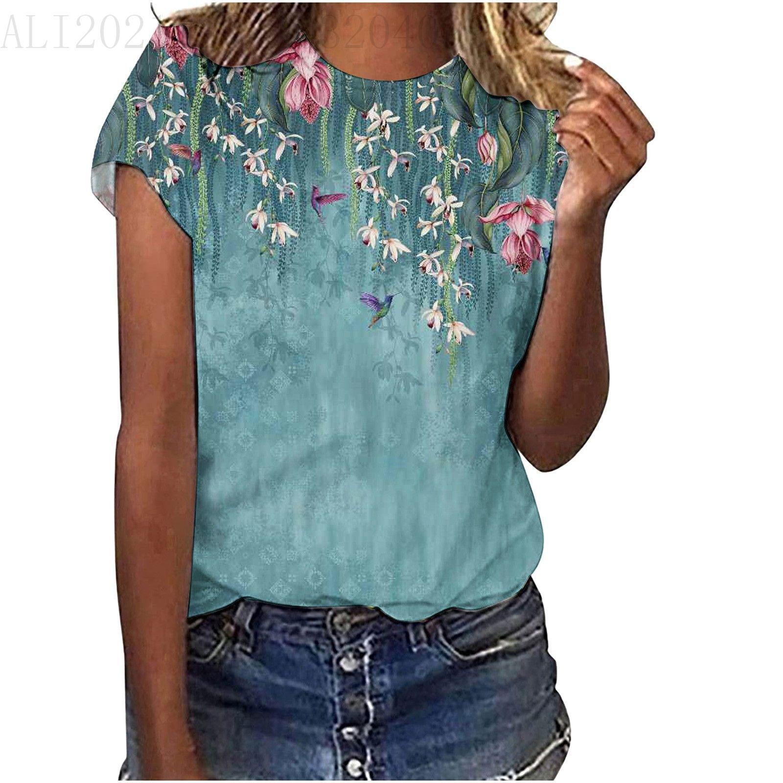 

Футболка с принтом Flower Series 3D, абстрактная живопись, круглый вырез, 3D, женские футболки с короткими рукавами, топ 3XL