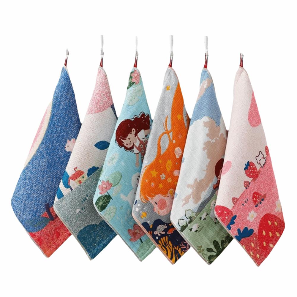 34x40cm Large Hand Towel Cartoon Quick Dry Pure Cotton Dish Cloth Decorative 4 Layer Cotton Gauze Handkerchief Towel