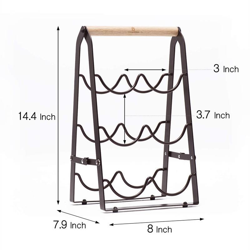 Foldable Iron-Wood Desktop Wine Rack & Storage Shelf