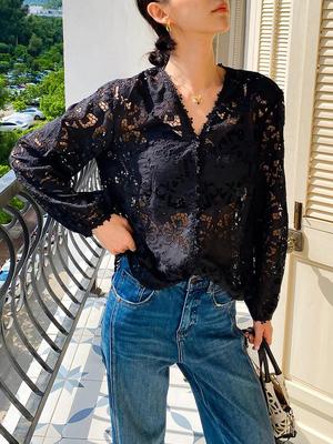 Autumn Embroidered French Style Long Sleeve Women's Shirt